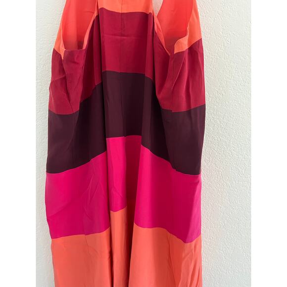 BCBG V-Neck 100% Silk Color Block Mini Dress Small Artsy Boho Romantic Beach - Picture 10 of 13